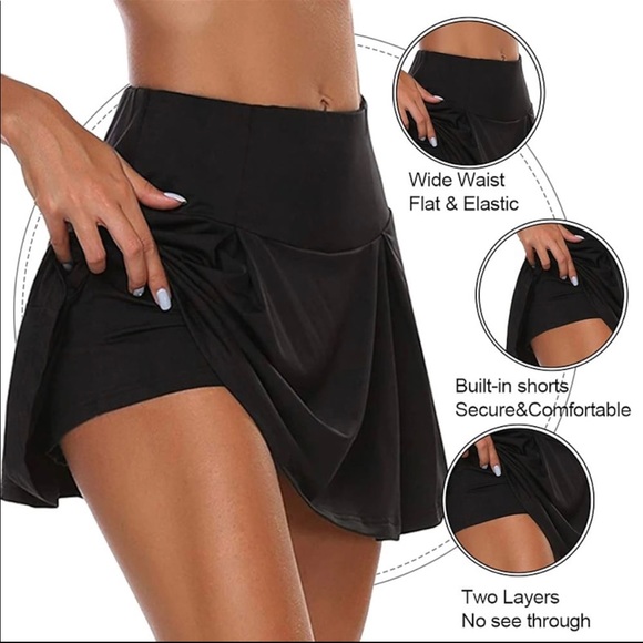 Women's 2 in 1 High Waist Athletic Running Skirt - Picture 8 of 9